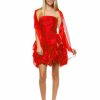 Regular Size * | Zoozie La Regular Size Homecoming Ruched Cocktail Dress Bubble Hem Red