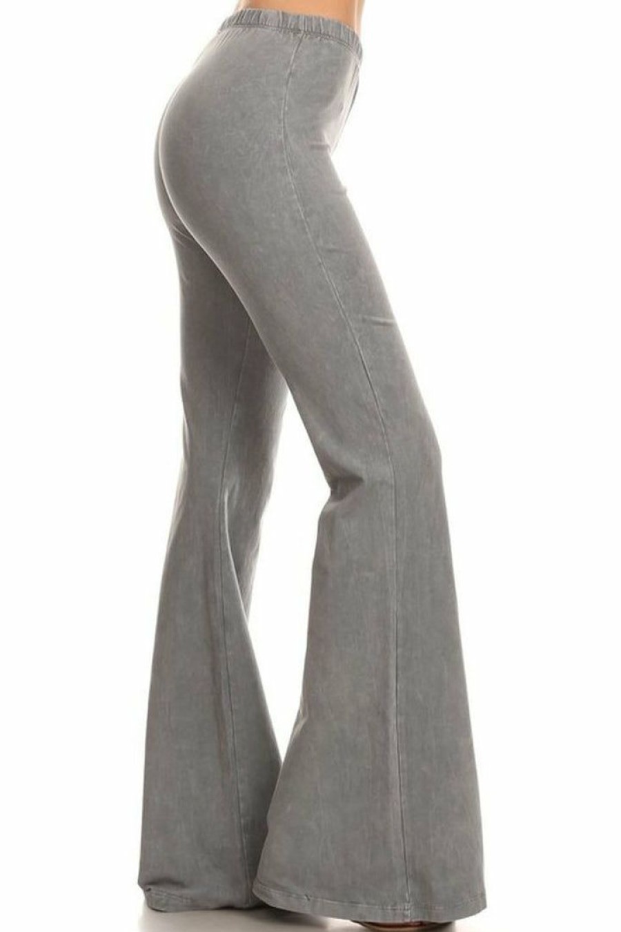 Regular Size * | Zoozie La Regular Size Bell Bottoms Denim Colored Yoga Pants Light Gray