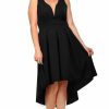 Regular Size * | Zoozie La Plus Size Pleated Midi Cocktail Dress With Empire Waist Black