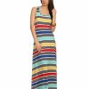 Regular Size * | Zoozie La Racerback Maxi Dress Striped Red Blue Yellow