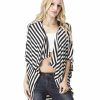 Regular Size * | Zoozie La Striped Black White Doleman Open Front Cardigan