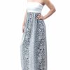 Regular Size * | Zoozie La Black Gray Strapless Lace Mixed Zebra Leopard Animal Print Long Evening Maxi Dress