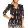 Regular Size * | Zoozie La Regular Size Tunic Top Blouse Black