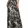 Regular Size * | Zoozie La Foldover Palazzo Pants Black Gray White Tie Dye Lion S Regular Size