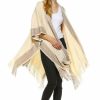 Regular Size * | Zoozie La Regular And Plus Size Aztec Tribal Poncho Capes Wrap Beige