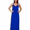 Regular Size * | Zoozie La Regular Size Bow Tie Chest Ruffle Maxi Dress Blue