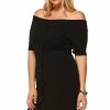 Regular Size * | Zoozie La Regular Size Plus Size Off Shoulder Bodycon Cocktail Dress Button Black