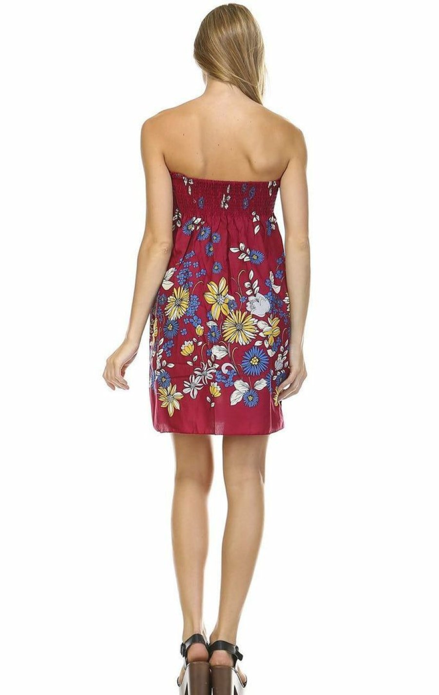 Regular Size * | Zoozie La Burgundy Windy Floral Elastic Sundress