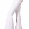 Regular Size * | Zoozie La Regular Size Bell Bottoms Yoga Pants Foldover White