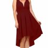 Regular Size * | Zoozie La Plus Size Pleated Midi Cocktail Dress With Empire Waist Burgundy