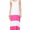 Regular Size * | Zoozie La Regular Size Racerback Maxi Dress Sleeveless White Pink