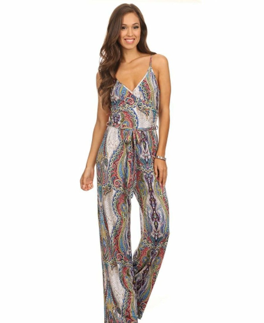 Regular Size * | Zoozie La Jumpsuit Romper Paisley Ivory Blue