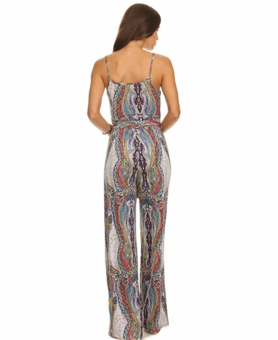 Regular Size * | Zoozie La Jumpsuit Romper Paisley Ivory Blue