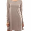 Regular Size * | Zoozie La Tunic Top Long Sleeve Trapeze Dress Taupe Regular Size