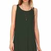 Regular Size * | Zoozie La Strappy Back Dress Sleeveless And 3/4 Sleeve Olive Green Regular Size