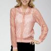 Regular Size * | Zoozie La Lace Baseball Jacket Light White Regular Size Pink