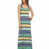 Regular Size * | Zoozie La Racerback Maxi Dress Striped Yellow Blue Teal