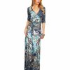 Regular Size * | Zoozie La Regular Size Maxi Dress With Sleeves Bombshell Blue Two