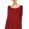 Regular Size * | Zoozie La Tunic Top Casual Dress Oversized Round Neck Long Sleeve Burgundy Regular Size