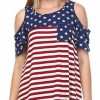 Regular Size * | Zoozie La Open Shoulder Tee Navy Star Wine Stripes 4