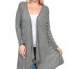 Regular Size * | Zoozie La Regular Size Plus Size Open Drape Flyaway Long Cardigan White Black