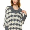 Regular Size * | Zoozie La Regular Size Fuzzy Sweater Doleman Sleeve Pullover Gray Orange