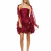 Regular Size * | Zoozie La Regular Size Homecoming Ruched Cocktail Dress Bubble Hem Raspberry