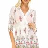 Regular Size * | Zoozie La Regular Size Tunic Top Blouse White Pink Ornament