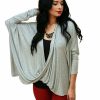 Regular Size * | Zoozie La Tunic Top Shirt Dress Twist Top Long Sleeve Heather Gray Regular Size