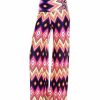 Regular Size * | Zoozie La Foldover Palazzo Pants Tropical Chevron Native Pink Regular Size