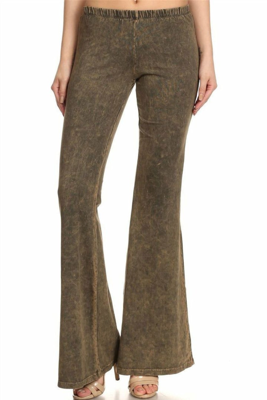 Regular Size * | Zoozie La Bell Bottoms Denim Colored Yoga Pants Regular Size Olive Green