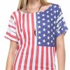 Regular Size * | Zoozie La Patriotic Shirt Short Sleeve Bold Flag Red White Blue