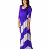 Regular Size * | Zoozie La Maxi Dress 3/4 Sleeve Purple Gray Regular Size