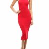 Regular Size * | Zoozie La Casual Dress Dress Mock Neck Red Regular Size