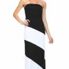 Regular Size * | Zoozie La Regular Size Strapless Maxi Dress Double-Lined Colorblock Black White