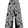 Regular Size * | Zoozie La Kids Black White Bandanna Print Foldover Palazzo Pants Regular Size