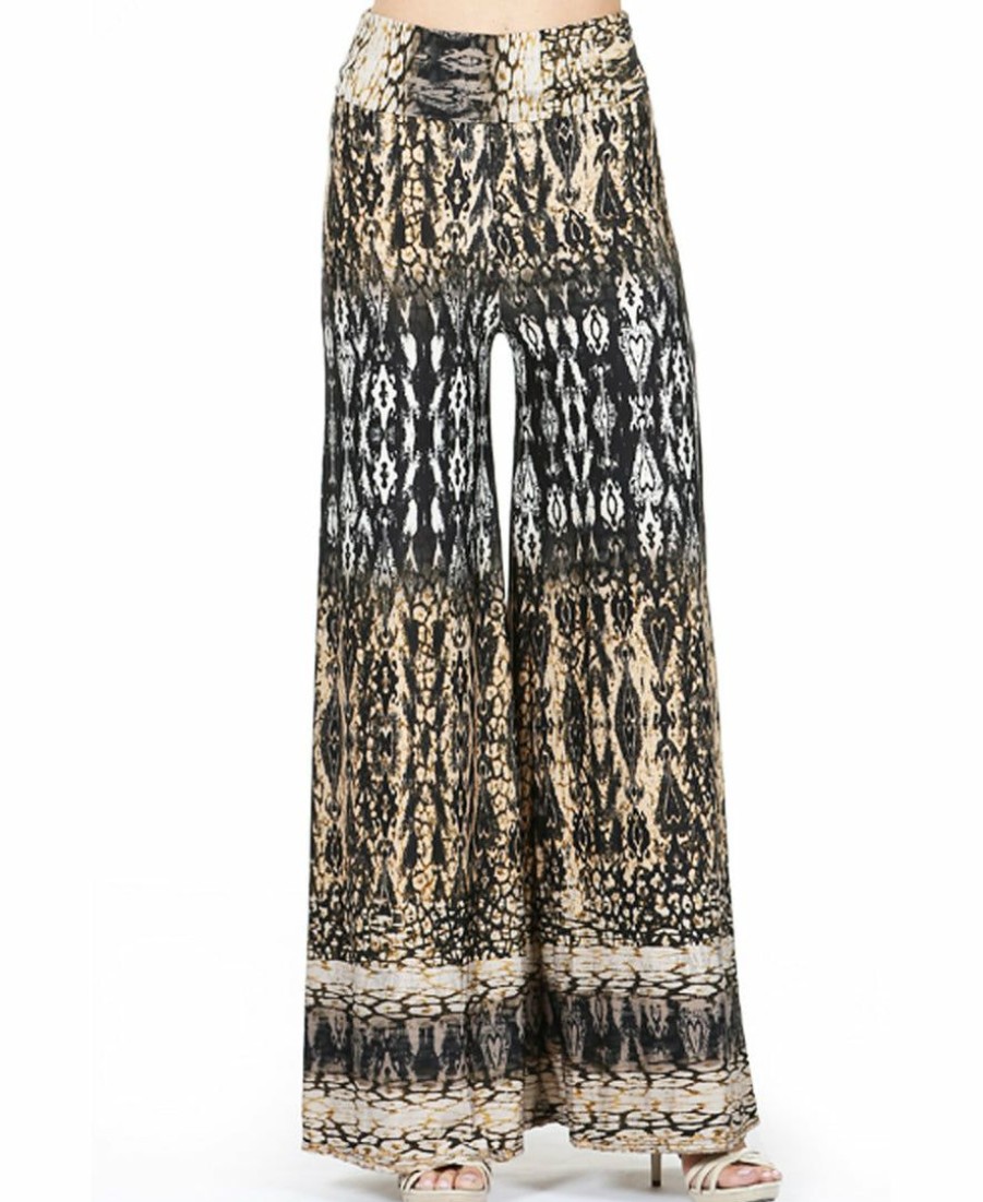 Regular Size * | Zoozie La Tan Taupe Brown Black Python Snake Skin Palazzo Pants