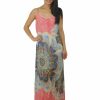 Regular Size * | Zoozie La Maxi Dress Sleeveless Chiffon Coral Pink Paisley Regular Size