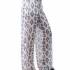 Regular Size * | Zoozie La Regular Size Foldover Palazzo Pants Chiffon Fabric Indian Shield Beige