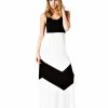 Regular Size * | Zoozie La Colorblock Chevron Maxi Dress Black/White Regular Size