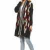 Regular Size * | Zoozie La Regular Size Long Aztec Cardigan Tribal Sweater Border Diamond Charcoal