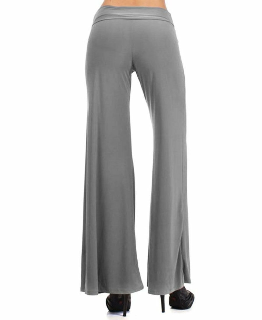 Plus Size * | Zoozie La Plus Size Foldover Palazzo Pants Solid Gray Plus