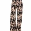 Regular Size * | Zoozie La Foldover Palazzo Pants Zig Zag Chevron Black Tan