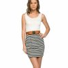 Regular Size * | Zoozie La Sleeveless Striped Skirt Dress With White Top Belted With Side Pockets Regular Size