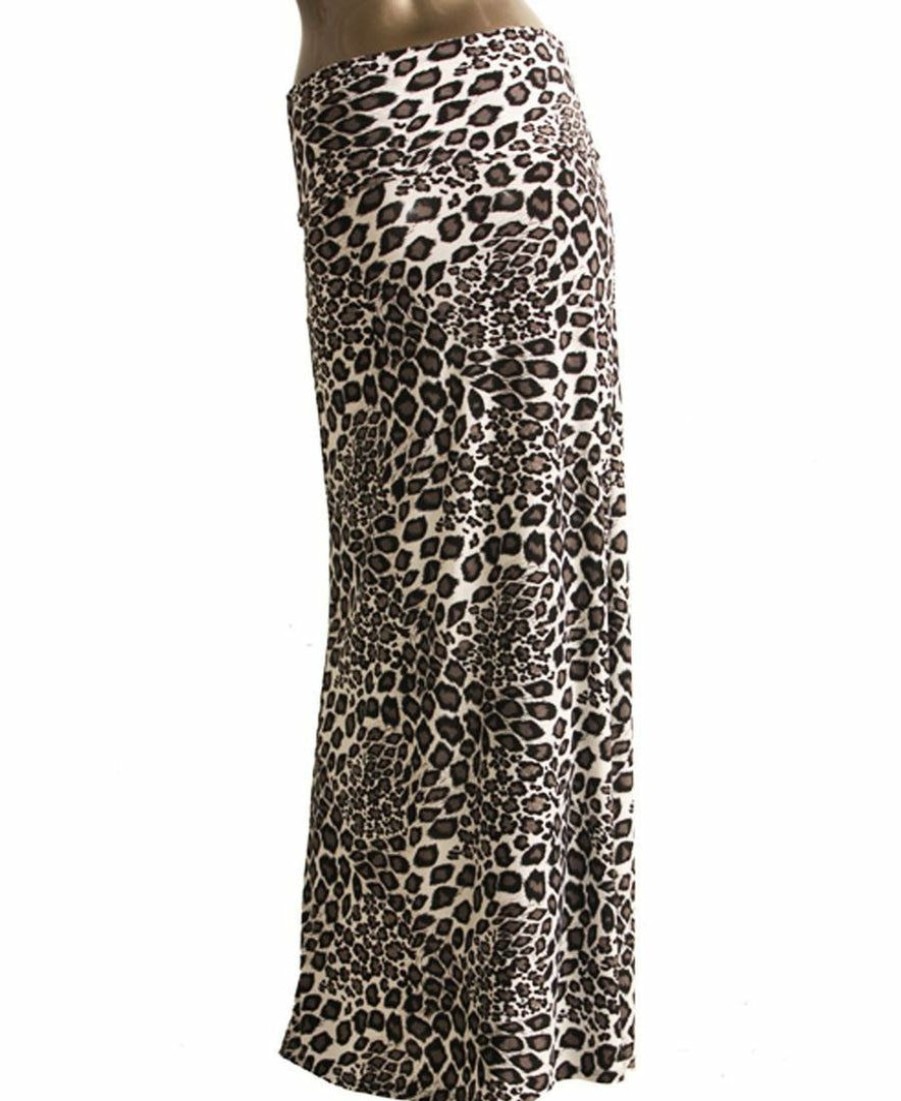 Regular Size * | Zoozie La Black White Cheetah Foldover Maxi Skirt