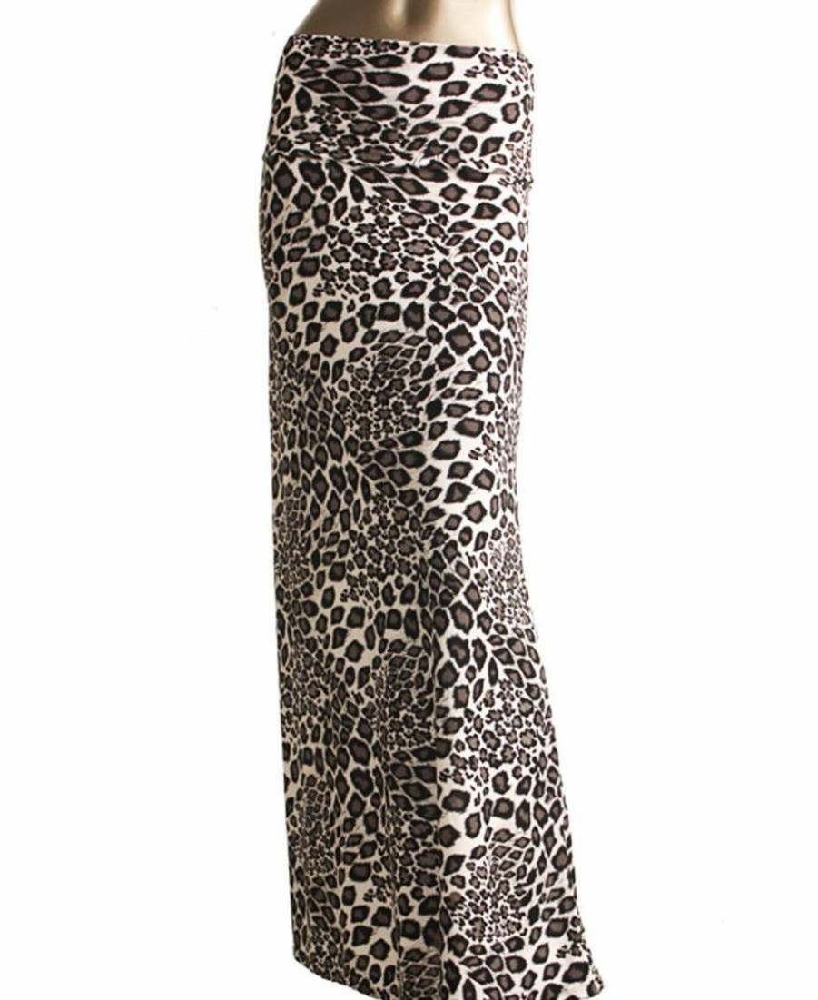 Regular Size * | Zoozie La Black White Cheetah Foldover Maxi Skirt