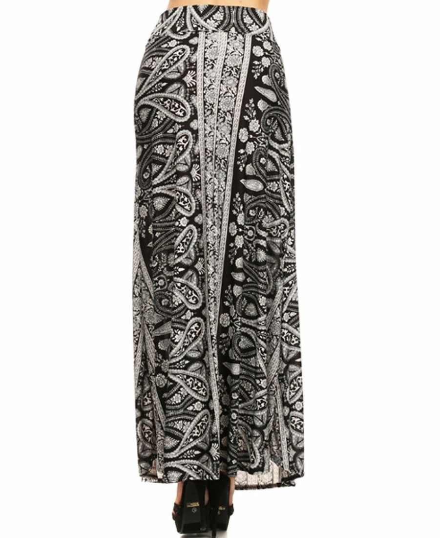 Regular Size * | Zoozie La Catalina Paisley Stripes Floral Maxi Skirt Navy Beige