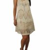 Regular Size * | Zoozie La Spaghetti Lace Ornament Mini Dress With Fashion Necklace Beige Regular Size