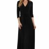 Regular Size * | Zoozie La Regular Size Maxi Dress With Belt Tie In Solid Black