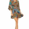 Regular Size * | Zoozie La Off Shoulder Tunic Dress Antique Mandala Trim Regular Size